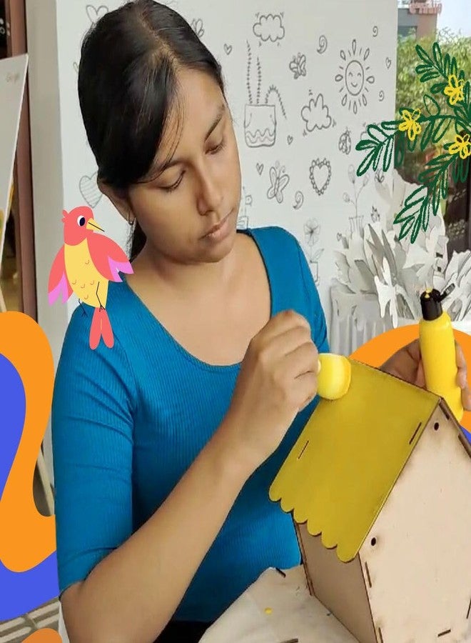 KITSTERS مجموعة كيتسترز لصنع بيوت الطيور، مناسبة للكبار والصغار | بيت طيور خشبي مع ألوان وفرش وغراء | هواية حرفية للكبار والسيدات | مجموعة فنية للأطفال من 6 إلى 12 سنة | أنشطة خارجية يدوية - Image 4